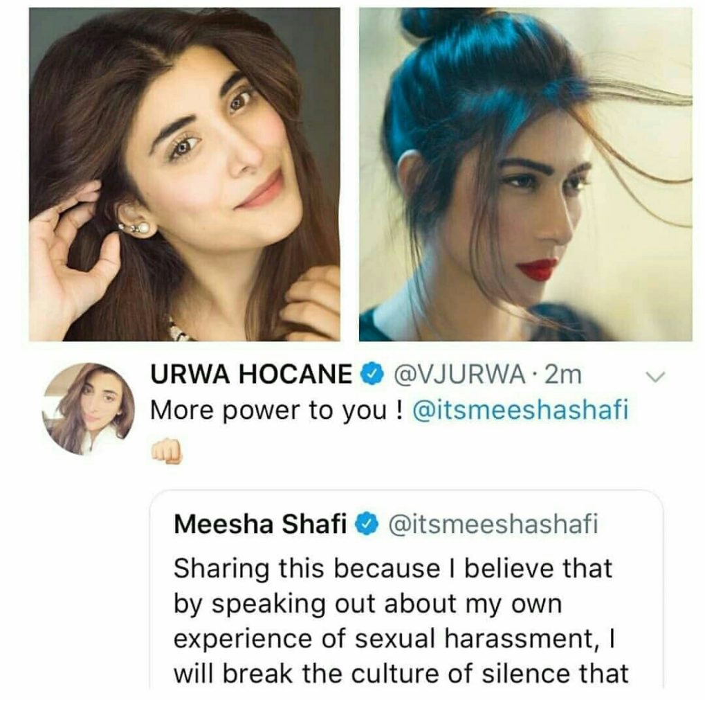 Urwa Hoccane supporting Meesha Shafi